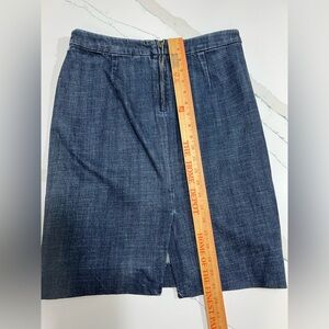 J. Crew Dark Blue Denim Knee-Length Pencil Skirt w/split in back